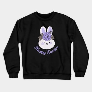 Happy easter cute easter Bunny wearing a flower crown Crewneck Sweatshirt